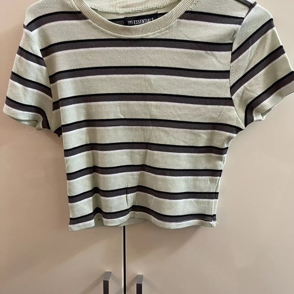 Set Of 2 Essentials Striped Cotton Crop Top Size XL (fits M/ L Not XL) - Picture 2 of 7